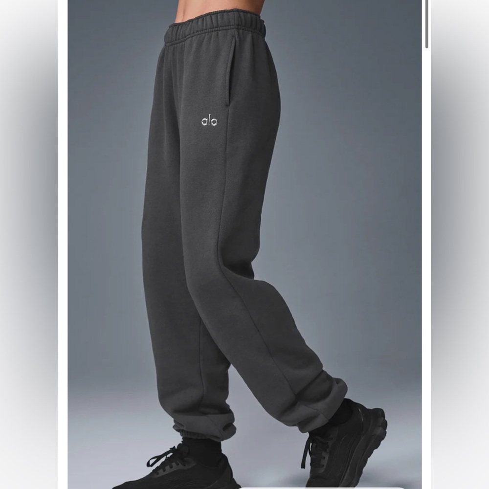 Alo Womens Accolade Anthracite Dark Grey Sweatpants Large